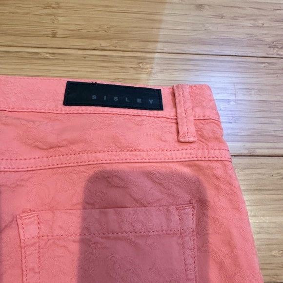 Sisley Super Skinny Flower Textured Jeans Coral Size 26 - Picture 4 of 9